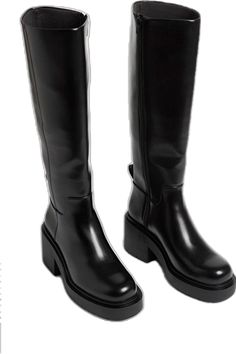 Edgy Fall Knee-high Boots With Block Heel, Trendy Knee-high Boots For Work, Edgy Knee-high Boots With Block Heel For Fall, Trendy Tall Mid-calf Boots For Fall, Trendy Tall Platform Boots For Fall, Winter Chelsea Boots, Chunky Heeled Boots, Leather Platform Sandals, Block Heel Boots