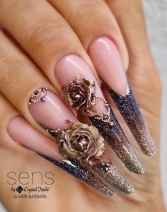 Gel Nails Diy, 3d Decor, Beautiful Shorts, Antique Roses, 3d Nail Art, Pretty Acrylic Nails, Nail Tech, Diy Nails