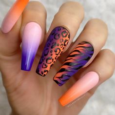 Beach Nails Art, 2023 Beach, Beach Nail Art, Orange Nail Designs, Sassy Nails, Leopard Nails, Animal Print Nails