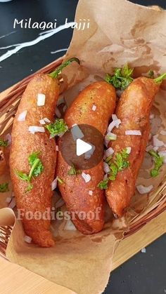 some food is sitting in a basket on the table and ready to be eaten by someone