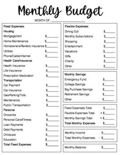 a printable budget sheet with the words, money savings and other items on it