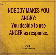 a yellow sign that says nobody makes you angry you decide to use anger as response