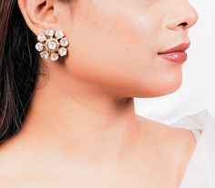 The Beauty of these Polki Earrings reflects elegance and grace. Elevate your style with the captivating Polki studs or the regal charm of Kundan Stud Earrings. Indulge in the brilliance of Moissanite Polki Jewelry with the exquisite craftsmanship of Uncut Polki Diamond Studs. Embrace the allure of Kundan Earrings and add a touch of sophistication with India Sabyasachi Earrings. Let these stunning pieces enhance your overall look with their captivating presence. *𝐏𝐑𝐎𝐃𝐔𝐂𝐓 𝐃𝐄𝐓𝐀𝐈𝐋* * Ma Glamorous Wedding Earrings For Festive Occasions, Glamorous Wedding Earrings For Festive Season, Glamorous Festive Wedding Earrings, Traditional Crystal Party Earrings, Traditional Crystal Earrings For Festive Occasions, Chandbali Plug Earrings For Party, Party Chandbali Plug Earrings, Traditional Gold Crystal Earrings For Wedding, Traditional Gold Crystal Wedding Earrings