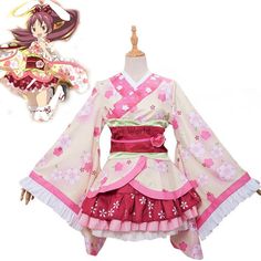 Madoka Magica Kyoko, Madoka Magica Cosplay, Spring Kimono, Sakura Kimono, Kyoko Sakura, Clothing Anime, Clueless Outfits