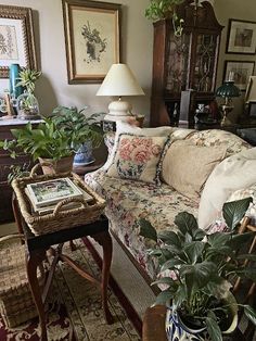 a living room filled with furniture and lots of plants