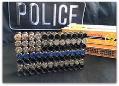 Thin Blue Line Bullet Shell Flag by GomezFarmsCrafts on Etsy Bullet Casing Crafts, Shotgun Shell Crafts, Bullet Crafts, 9mm Bullet, Bullet Art