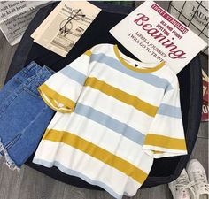 Women Casual Striped Shirt – Tomscloth Trendy Striped T-shirt With Relaxed Fit, Trendy Relaxed Fit Half Sleeve Shirt, Trendy Relaxed Fit Half-sleeve Shirt, Trendy Cotton Half Sleeve Shirt, Trendy Half Sleeve Cotton Shirt, Cotton Half Sleeve T-shirt For Spring, Trendy Striped Short Sleeve Blouse, Trendy Cotton Half Sleeve Tops, Spring Half-sleeve Cotton T-shirt