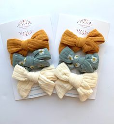 These are super cute Muslin gauze fabric bows in coordinating sets. These are 3.5” bows and come with an alligator clip. Add some extra sweetness to your little one's look with our adorably quaint Muslin Hair Bow Pigtail Set. These darling 3.5” bows are made from soft and breathable gauze fabric in subtle shades, and each bow is thoughtfully designed with an alligator clip for versatile styling. Mix and match for the perfect pop of personality. Happy Housewife, Hair Bow Sets, Fabric Bows, Bow Set, Gauze Fabric, Hair Bow, Alligator, Hair Bows, New Product