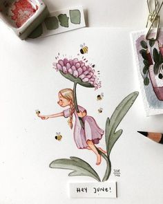 Sue Rahel, Welcome June, Artist Watercolor, Karakter Disney, Book Illustration Art, Watercolor Art Lessons, Arte Inspo, Amazing Art Painting, Sketch Drawing