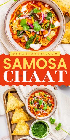 Here's a delightful explosion of flavors with this simple crowd-pleasing appetizer recipe! This Samosa Chaat recipe is the perfect football idea. It has a mix of textures with crunchy samosas, creamy sauces, yogurt, spices, and aromatic herbs. Prepare this easy game-day food now! Samosa Chaat Recipe, Hearty Food, Dairy Free Recipes Easy, Samosa Chaat, Bite Size Snacks, Chaat Recipe, Chickpea Curry, Indian Street Food, Indian Snack Recipes