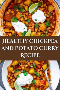 Bowl of Chickpea Potato Curry Chickpea Potato Curry, Chana Aloo, Chickpea And Potato, Aloo Chana, Chickpea Potato, Chickpea And Potato Curry, Potato Curry Recipe, Aloo Curry, Vegan Curry Recipes