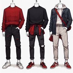 Cool Outfit Drawing Ideas Male, Men Outfit Design, Mens Clothing Styles Drawing, Male Outfit Drawing Reference Casual, Red Outfits Male, Mens Outfits Inspiration, Male Dressing Styles, Male Outfit Ideas Casual, Anime Clothes Male