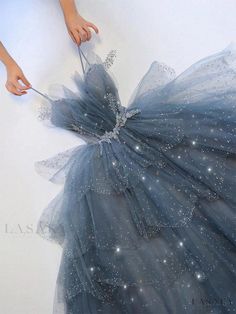 Lasaky - Formal Evening Gown in Smog Blue for Hosts, Parties, and Artistic Performances Fairytale Core, Renew Vows, Gaun Abad Pertengahan, Celestial Theme, Chic Evening Dress, Tulle Dresses, 파티 드레스, Stunning Prom Dresses, Night Court