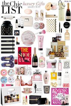 a magazine cover with many different items on the front and back covers, including perfumes