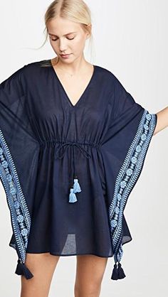 Beach Caftan, Beach Kaftan, Embroidered Trim, Kurta Designs, Dress Cuts, China Fashion, Summer Clothes, Tory Burch