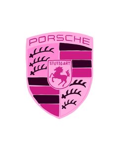 a pink porsche emblem on a white background