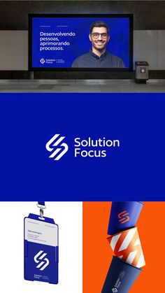 the logo for solution focus is displayed in front of an airport sign and luggage tags