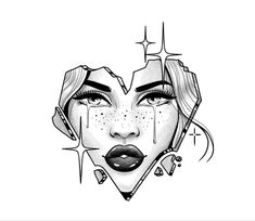 Tattoo Drawing For Woman, Tattoo Face Outline, Woman Face Tattoo Design Drawings, Tattoo Practice Drawings, Woman Face Tattoo, Tattoo Different, Henne Tattoo, Draw Tattoo, Face Tattoos For Women