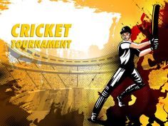 a man holding a baseball bat on top of a grungy background with the words cricket tournament