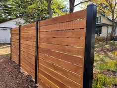 a wooden fence in front of a house