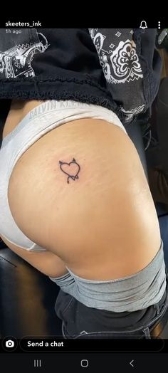 Tattoo Ideas For Buttocks, Tattoos On Buttcheek For Women, Heart On Buttcheek Tattoo, Heart Tattoo On Bum Cheek, L Tattoos, Buttcheek Tattoo, Playboy Bunny Tattoo, Bum Tattoo, Set Tattoo