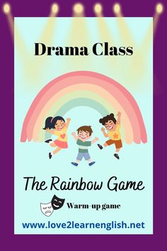 the rainbow game with three children jumping