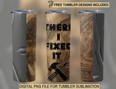 With this "There I Fixed It Tumbler Wrap," give your tumbler some lightheartedness! Using duct tape and a wood grain backdrop, this 20-ounce sublimation wrap has an odd dad quote design. Perfect for fathers who are renowned for their inventive repairs, this downloadable freebie is ready to make your tumbler unique. Why Buy It? ✔ Humorous Design: Perfect for dads who are always finding creative (and often funny) solutions to fix things 😂. ✔  Easy to Use: Ready for sublimation printing, this digi Dad Quotes Funny, Grain Background, Duck Tape, Quote Design, Dad Quotes, Dad Humor, Duct Tape, Design Quotes, Tumbler Wrap