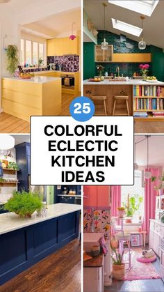 The kitchen design color palette is a crucial element that can transform the ambiance and functionality of one of the most important spaces in your home.  The use of color can also be strategically applied to highlight specific areas, Colourful Cabinets Kitchen, Bold Colour Kitchen, Boho Maximalist Kitchen, Coloured Kitchen Ideas, Modern Kitchen Design Colorful, Colourful Backsplash, Fun Kitchen Ideas, Pop Of Color Kitchen, Maximalist Kitchen Ideas