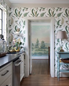 Murals By Room | Susan Harter Muralpapers Scenic Mural, Susan Harter, Color Dining Room, Dining Room Murals, Moody Dining Room, Nursery Murals, Room Murals, Classic Dining Room, Wainscoting Panels