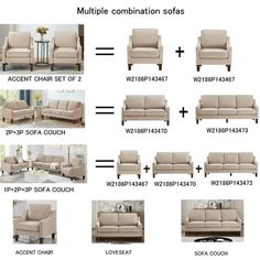 the different types of sofas and loveseats are shown in this diagram below