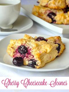 a piece of blueberry scones on a white plate