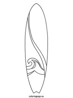 a line drawing of a surfboard with waves coming out of the bottom and top