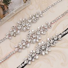 Bridal Crystal Rhinestone Sash | BT2013 – ieie Belt For Dresses, Fabric For Dresses, Beaded Fabric, Wedding Belt, Crystal Belt, Wedding Sash Belt, Belt Fashion, Wedding Hair Inspiration, Pakistani Bridal Dresses