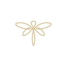 a gold dragonfly logo on a white background