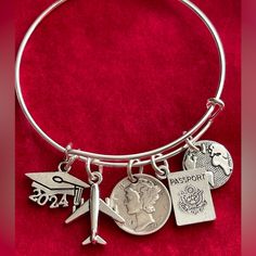 Unique Gifts Graduation Gift Bangle Bracelet With Silver Dime Adult Size Bangle Bracelet Thank You Adjustable Jubilee Charm Bracelet Bangle, Adjustable Charms Jewelry As Souvenir, Adjustable Charms Jewelry Souvenir, Personalized Adjustable Bracelets For Graduation Gift, Personalized Adjustable Bracelets For Graduation, Adjustable Charm Bracelets, Personalized Bracelet Jewelry As Souvenir, Personalized Bracelet Jewelry For Souvenir, Personalized Bracelet Jewelry Souvenir