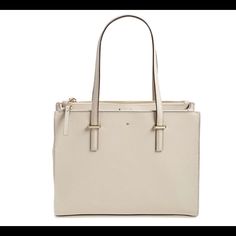 Brand: Kate Spade Style: 'Cedar Street - Small Jensen' Leather Tote Size: 12 ¼"W X 9"H X 5"D Color: Grey Taupe Condition: New With Tags, And Original Dust Bag Kate Spade Style, Grey Beige, Tote Bag Purse, Grey And Beige, Kate Spade Bag, Leather Tote Bag, Beige Color, Leather Tote, Kate Spade