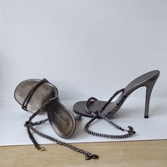 Les Copains,Leather And Encrusted Diamonds, Amazing Craftsmanship, Well Constructed Shoe Made In Italy, Size 36. Denty But Sturdy. Great Condition With A Little Storage Wear. Pre-Loved. G ? Shoes Women Heels, Black Silver, Shoes Heels, High Heels, In Italy, Diamonds, Women Shoes, Italy, Heels