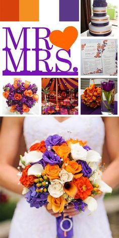 an orange and purple wedding color scheme