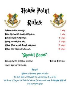 a poster with the words house point rules