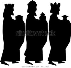 three black silhouettes of knights with crowns on their heads