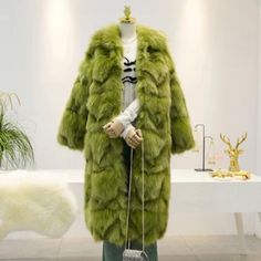 Winter Faux Fur Coat With Feather Trim, Winter Fur Coat With Feather Trim And Long Sleeves, Green Fur Coat With Faux Fur Trim For Fall, Fall Fur Coat With Feather Trim For Cold Weather, Long Fur Coat With Feather Trim For Winter, Green Faux Fur Trim Coat For Fall, Long Sleeve Fur Coat With Feather Trim For Winter, Winter Green Faux Fur Outerwear, Green Faux Fur Coat With Faux Fur Trim