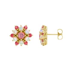 Passion Pink Cluster Earrings Gemstones: Passion Pink Topaz, Baby Pink Topaz, Cabochon Ethiopian Opal Length: 13.6mm (0.54 inches) Width: 12mm (0.47 inches) Available Metals: 14KY, 14KR, 14KW, Platinum Closure: Friction (Push) Back Sold as pair. If in-stock, this item will ship within 1-5 business days. However, if out-of-stock, this item will be made to order. Please allow up to 3 weeks for item to ship. For rush order requests and in-stock availability inquiries, please message shop directly. Pink Multi-stone Earrings In Fine Jewelry Style, Pink Multi-stone Earrings Fine Jewelry, Pink Gemstone Earrings In Flower Shape, Pink Gemstone Earrings With Flower Shape, Pink Gemstone Flower-shaped Earrings, Pink 14k Gold Wedding Earrings, Pink Multi-stone Earrings For Anniversary, Pink Wedding Earrings With Birthstone, Pink Multi-stone Earrings For Gift