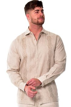 #ad Great Shopping Bohio Men Linen Fancy Guayabera Style Shirt for Men-Natural Embroidered MLFG2030, Fashion Mens Clothing Beach Wedding Outfit Men, Mexican Beach Wedding, Beach Wedding Outfit, Caribbean Style, Wedding Outfit Men, Wedding Shirts, Style Shirt, An Eye, Contrast Trim