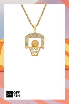 A Basketball Pendant Featuring Sparkling Simulated Diamonds Enlivens This Chic Chain Necklace. Simulated Diamonds, 2.13 Tcw 18k Goldplated Stainless Steel Lobster Clasp Imported Size Length, About 24" Pendant Length, About 2.1" Click Here For A Guide To Jewelry & Watches. Center Core - M Jewelryundefined Gold Pendant Charm Necklace With Rope Chain, Gold Hoop Necklaces With Adjustable Chain, Gold Hoop Necklace With Adjustable Chain, Gold Hoop Metal Necklace, A Basketball, Access Denied, Jewelry Watches, Chain Necklace, Basketball