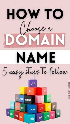 the words how to choose a domain name are shown in different colors and font styles