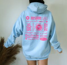 Get ready to be OBSESSED with your new aesthetic hoodie with the best Positive Quotes on the back side. It's the coolest and most comfortable way to show off the latest styles. Also makes a great gift! DIFFERENT COLOUR? Would you like the graphic in a different colour? Let us know and we can do it for you!  LOOKING FOR THE T-SHIRT? ►https://www.etsy.com/listing/1228172498 * PRODUCT DETAILS * ↠ 50% Cotton 50% Polyester ↠ Medium-heavy fabric (super soft feel) ↠ Wash and dry normally (on cool for b Cotton Aesthetic Hoodie For Streetwear, Aesthetic Cotton Hoodie For Streetwear, Aesthetic Long Sleeve Cotton Hoodie, Aesthetic Cotton Hoodie Sweatshirt, Cotton Aesthetic Hooded Sweatshirt, Aesthetic Cotton Hoodie, Cotton Hooded Sweatshirt With Aesthetic Style, Positive Hoodie, Sweatshirt Aesthetic