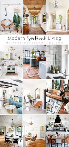 a collage of photos showing different rooms and furniture