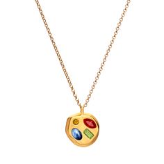 The July Eighth Pendant Fusion Style Birthstone Jewelry Gift, Fusion Style Birthstone Jewelry For Gifts, Fusion Style Birthstone Jewelry As A Gift, Gold Fusion Style Jewelry With Birthstone, Gold Plated Birthstone Charm Necklace With Round Pendant, Gold Plated Birthstone Charm Necklaces With Round Pendant, Healing Gold Birthstone Necklace With Gemstone, Gold Gemstone Birthstone Pendant Necklace, Gold-plated Oval Pendant Jewelry With Birthstone