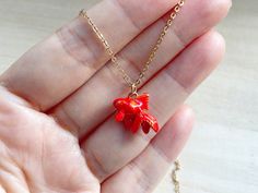 This is a delicate and cute goldfish necklace, which is made of the followings: (1) gold plated red enamel goldfish charm (Size: 13.5 x 17.5 mm) (2) gold plated or 14KGF necklace chain and findings ✏️ Please choose your desired plating of necklace chain ✏️ Please choose the exact length of the chain (the length includes clasp and findings). ❣️ If you are unsure about which length to choose , please leave me a note to request an extension chain to be added to the chain at check out. 🐠 Earrings ? Red Fish-shaped Jewelry Gift, Goldfish Necklace, Kawaii Fish, Cute Goldfish, Fish Jewelry, Fish Necklace, Cute Kawaii, Goldfish, Necklace Chain