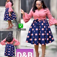 Brand-Turkey. Color Blue And Onion Pink. New With Tag. Knee Length. Available In Size 6,8,12 Womens Polka Dot Dress, Turkey Dress, Short African Dresses, African Fashion Skirts, Afrikaanse Mode, African Wear Dresses, Look Plus Size, Look Retro, Classy Dress Outfits